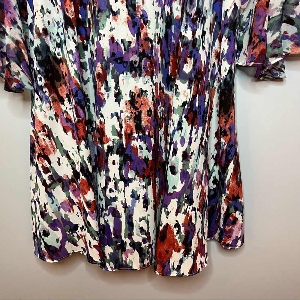 Anthropologie Paper Crown Endora Half Length Bell Sleeve Abstract Mini Dress S - Picture 14 of 16